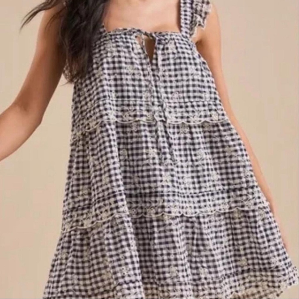 Altar'd State Black and White Gingham Mini Dress